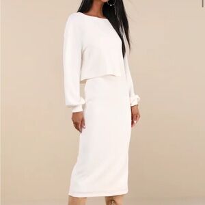 Lulus Marvelous Match Ivory Knit 2 Piece Sweater & Dress